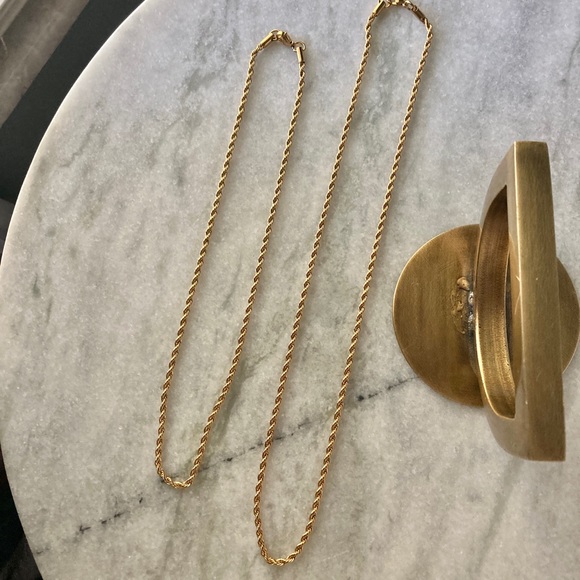 Rope Braid Twist Woven Gold 2 Sizes Necklace - Picture 3 of 6